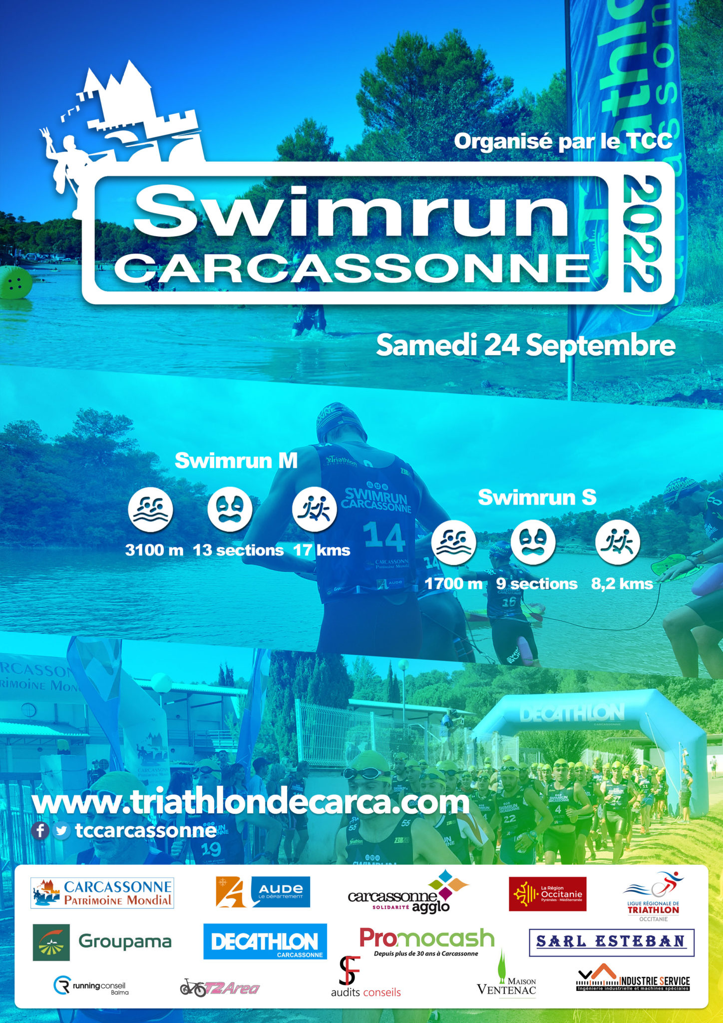 Affiche Carca Swimrun New Triathlon Swimrun De Carcassonne